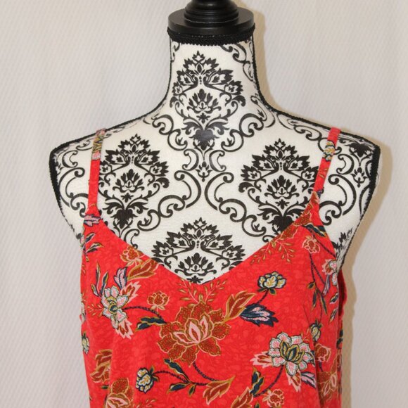 SALE TANK TOP SPAGHETTI STRAP TORRID RED + FLORALS SIZE 0 12 LARGE L PRE-LOVED - Picture 3 of 12